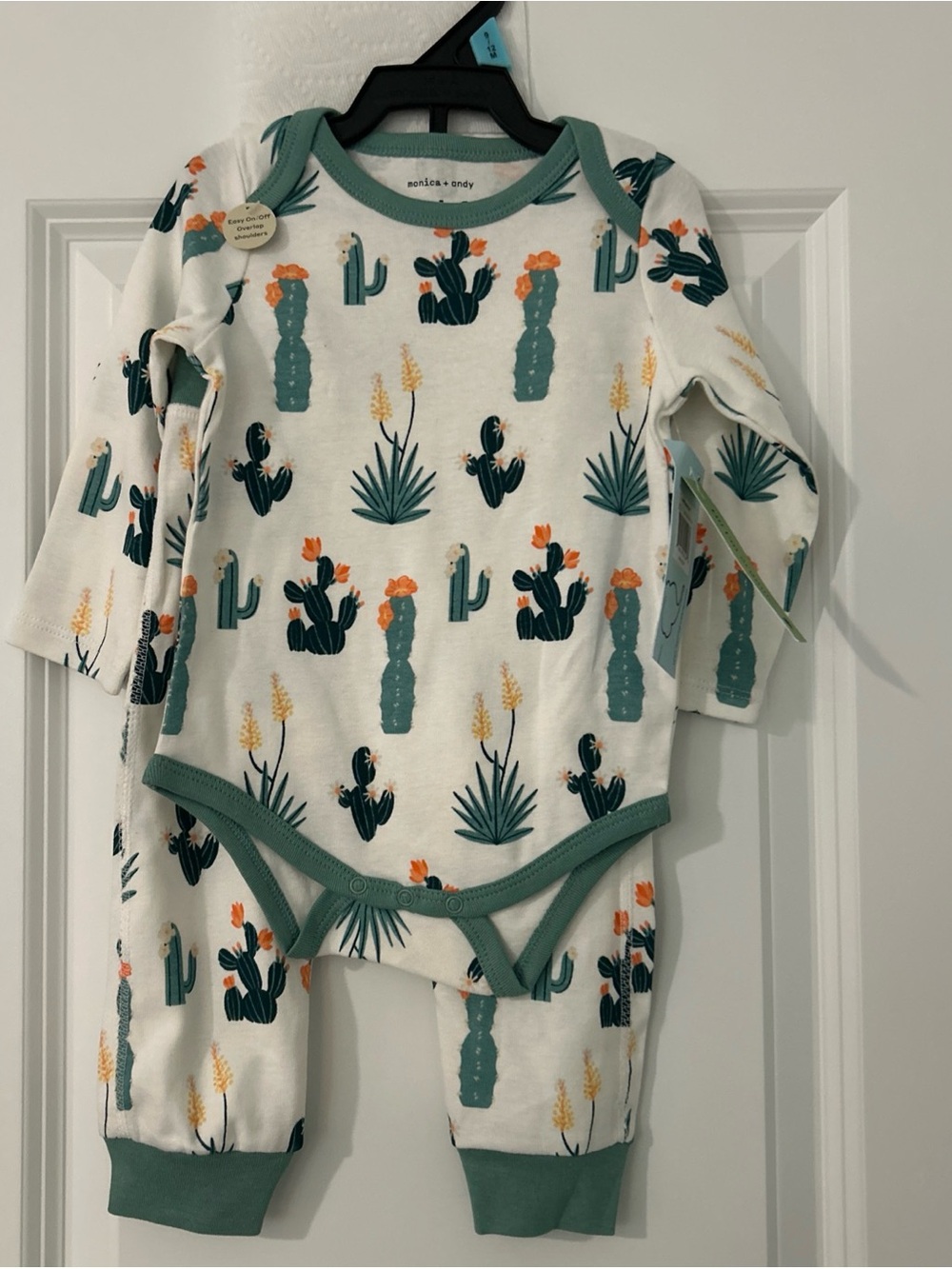 Monica + Andy Organic Cotton Bodysuit/Pant Set, Cactus- 9-12 Months NWT